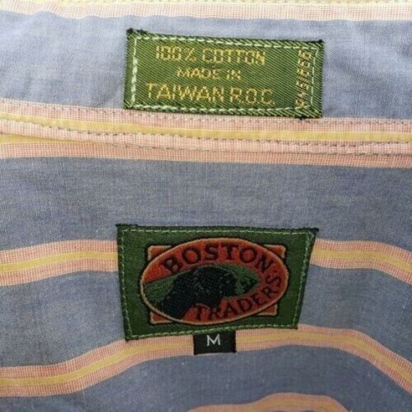 Boston Traders Mens Size M Blue Solid Long Sleeve Button Down Dress Shirt - Picture 6 of 8
